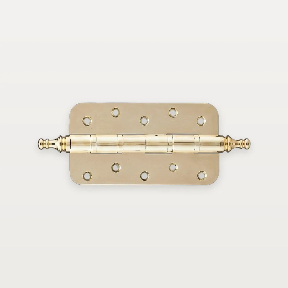 XH-C28 Brass butt hinge with finials (KT tip), 4 ball bearings, radius corners